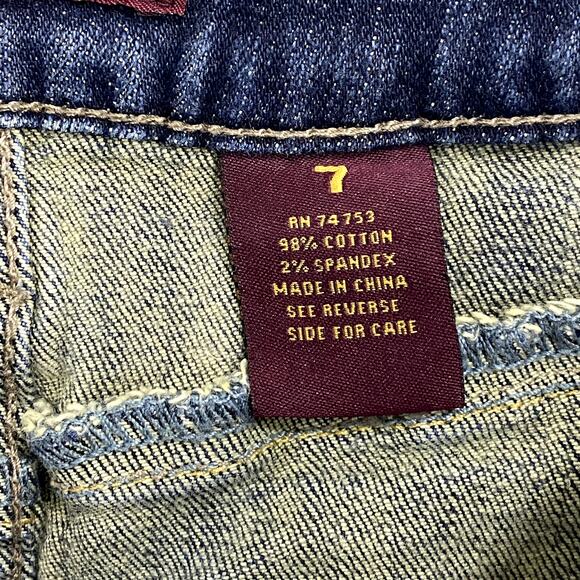 Sandia Jeans Mini Skirt Juniors 7 Blue Denim Stretch Embroidered Back Pockets - Picture 6 of 14